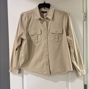 Banana Republic Women's Taupe Long Sleeve Button‎ Up Shirt Size XL